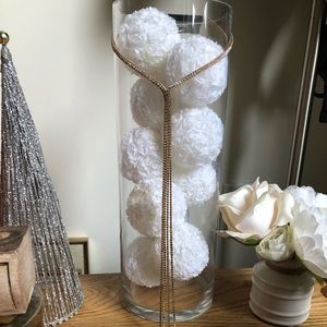 Elegant rhinestone long gold choker necklace